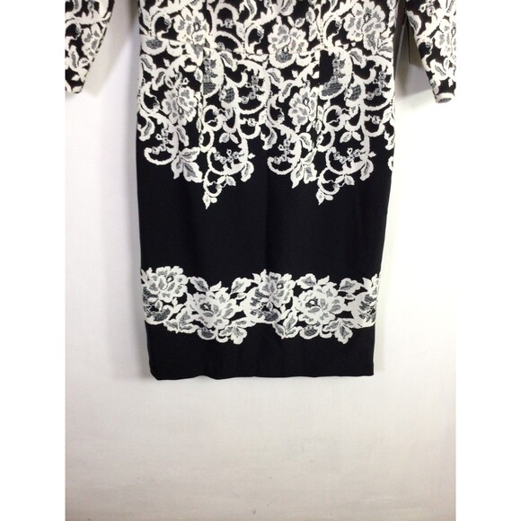 Adrianna Papell Womens Fitted Placed Printed Lace Dress Black White Size 6 NWT - Picture 3 of 16